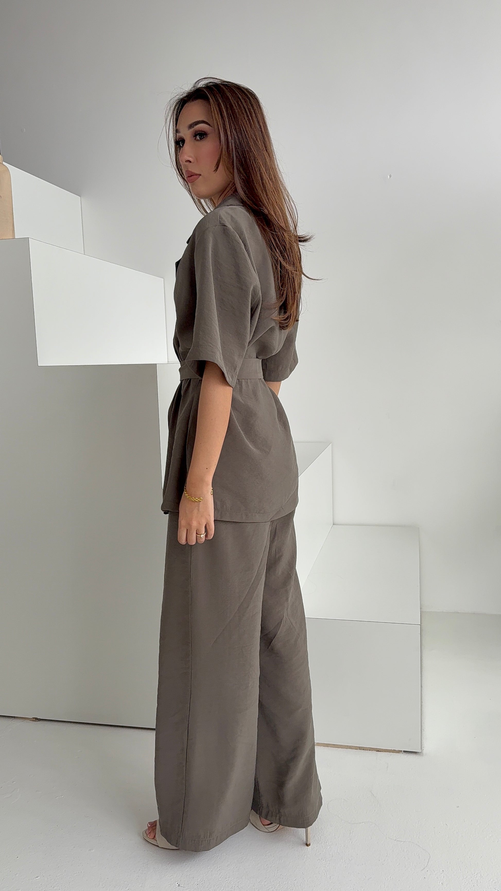 Raye Buttoned Co-Ord Set – Khaki - Brand By BIBI