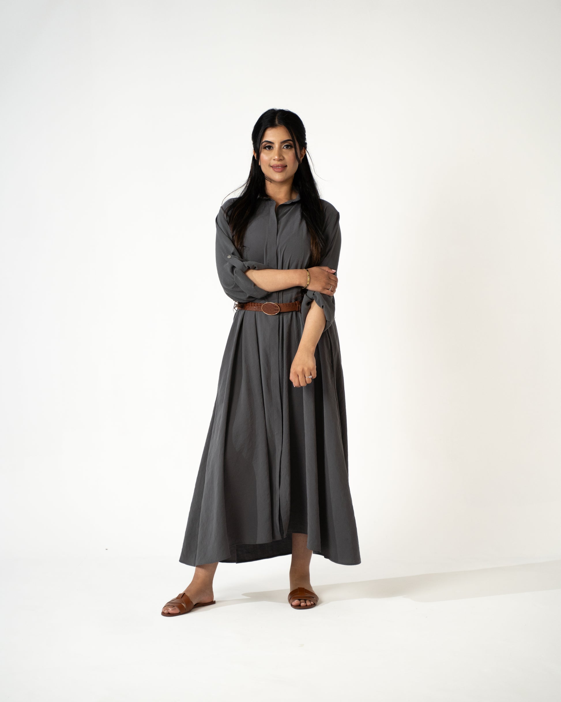 Sahara Modal Shirt Dress – Charcoal - Brand By BIBI